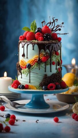 Photo by Cocodillaa.com ai generated, cake, dessert, food, chocolate, berries, raspberries