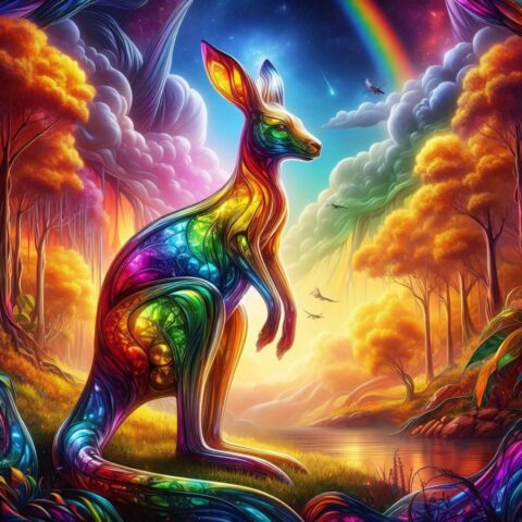 Photo by Cocodillaa.com ai generated, kangaroo, rainbow colors, rainbow, animal, wildlife, mammal, nature, colorful, fantasy