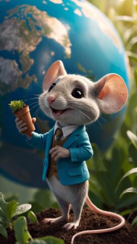Photo by Cocodillaa.com ai generated, mouse, earth, earth day, rodent, cute, world animal day, plants, nature, animal