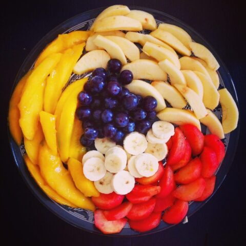 Photo by cocodillaa.com fruit, salad, plate, dessert, meal, banana, peaches, mango, grape, mango, mango, mango, mango, mango