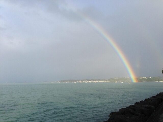 Photo by Cocodillaa.com water, harbour, nature, rainbow, harbor, sea, seaside, lake, blue rainbow