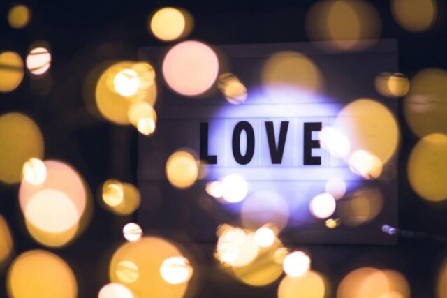 a light box with the word love written on it