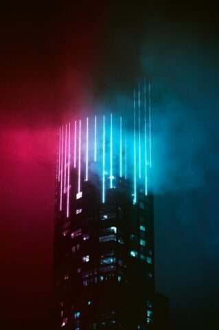 lighted building during nighttime