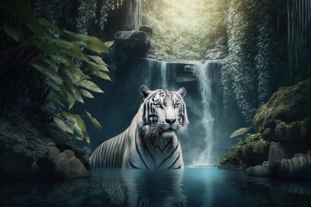 Tiger in nature with cinematic lighting wallpaper Tiger in nature with cinematic lighting wallpaper