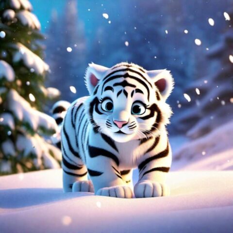 Photo by Cocodillaa.com ai generated, snow tiger, siberian tiger, tiger, nature, animal, wildlife, dangerous, predator, wildcat, mammal, carnivore, feline, big cat, snow, winter, snowfall, cute, background, tiger cub, winterbilder