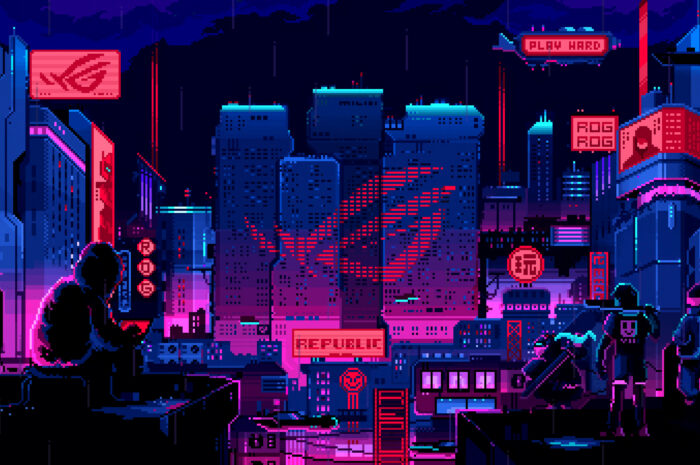 Asus Rog Futuristic Pixel Art Cyberpunk 12