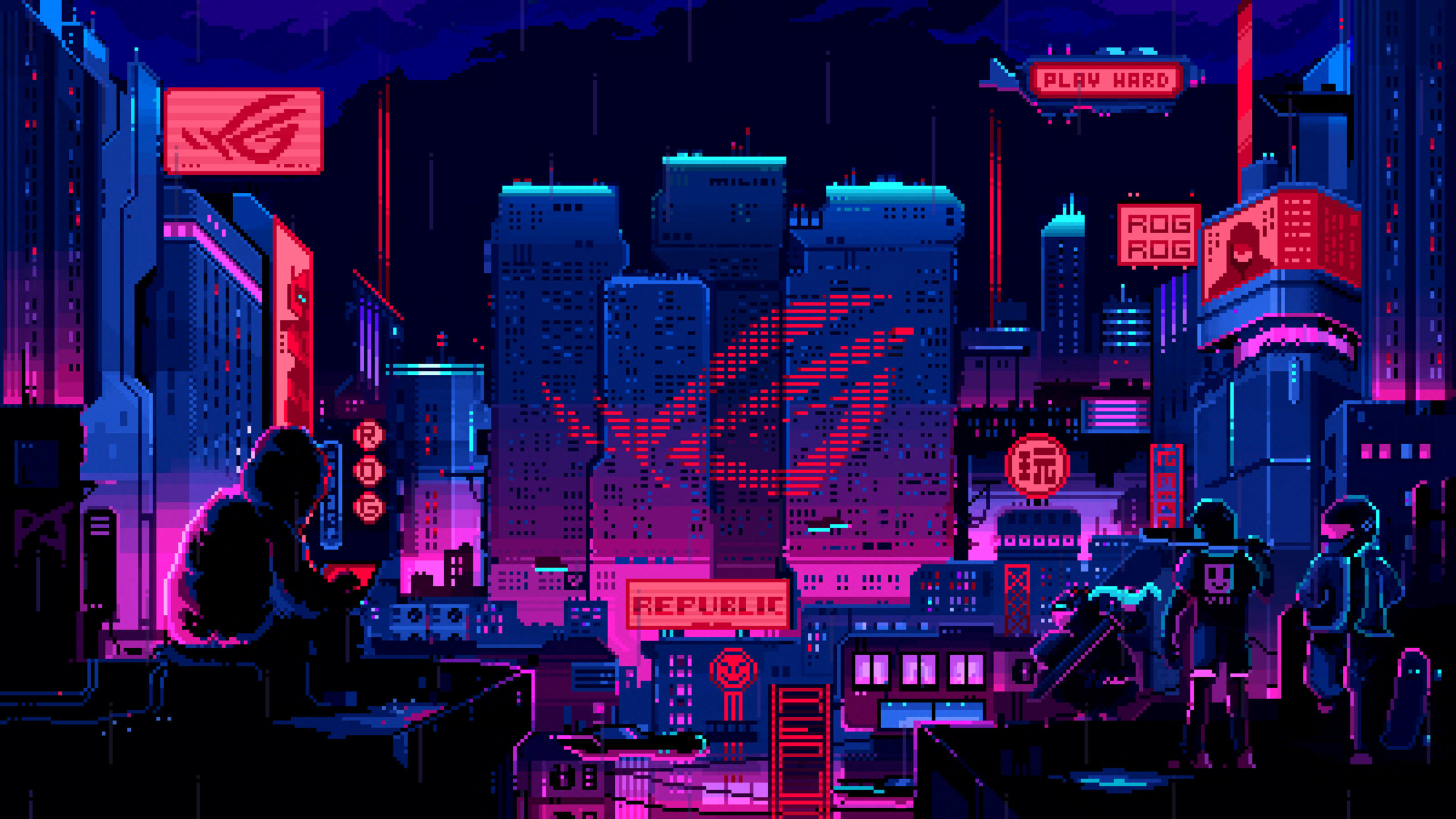 Asus Rog Futuristic Pixel Art Cyberpunk 12