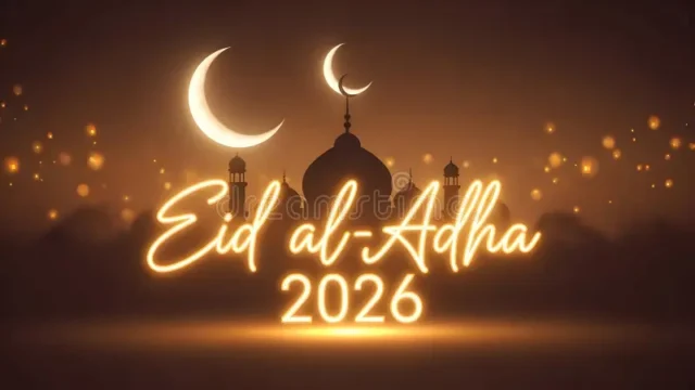 eid al adha celebration mosque crescent moon serene image depicting silhouette mosque two crescent moons eid al adha celebration mosque crescent moon serene image depicting silhouette mosque two crescent moons