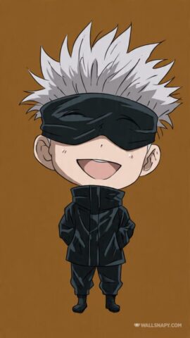 gojo satoru chibi happy art style jujutsu kaisen wallpaper