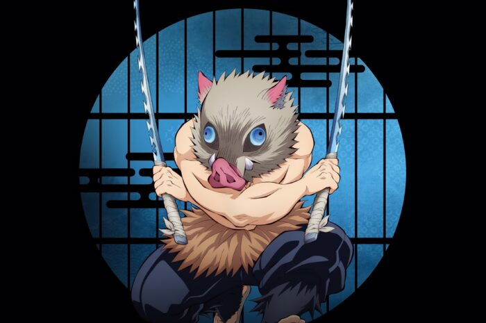 Inosuke Hashibira Infinity Castle Anime Movie Demon Slayer Kimetsu No Yaiba Infinity Castle Black Background Inosuke Hashibira