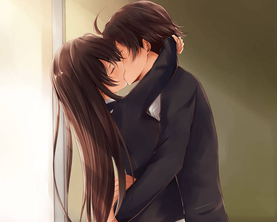 anime couple kiss wallpapers
