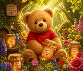 Winnie The Pooh Adorable teddy bear with honey