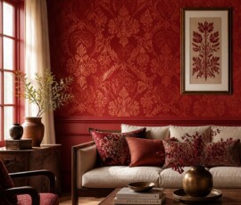 Red wallpaper with beautiful red tones, patterns and design