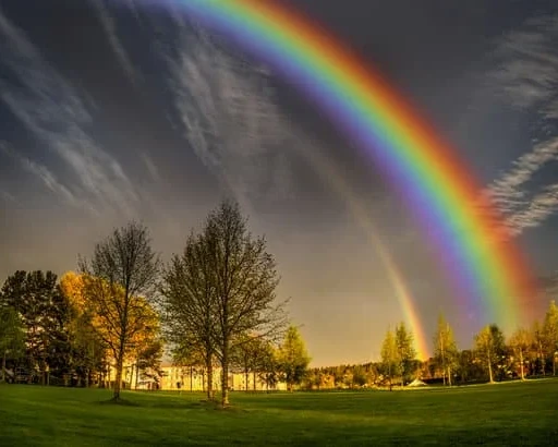landscape with double rainbow