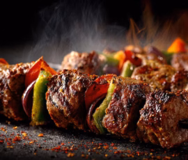 Dinner Wallpapers HD (4K, 8K) – Delicious Food & Dining Backgrounds Free Download 38 grilled meat vegetable skewers with smoke